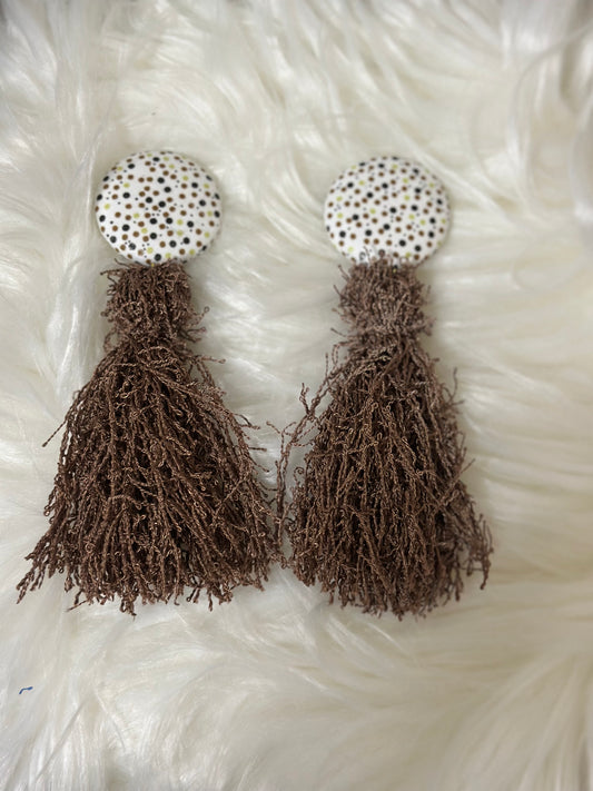 Brown Multi Polka Dot Brown Fringe