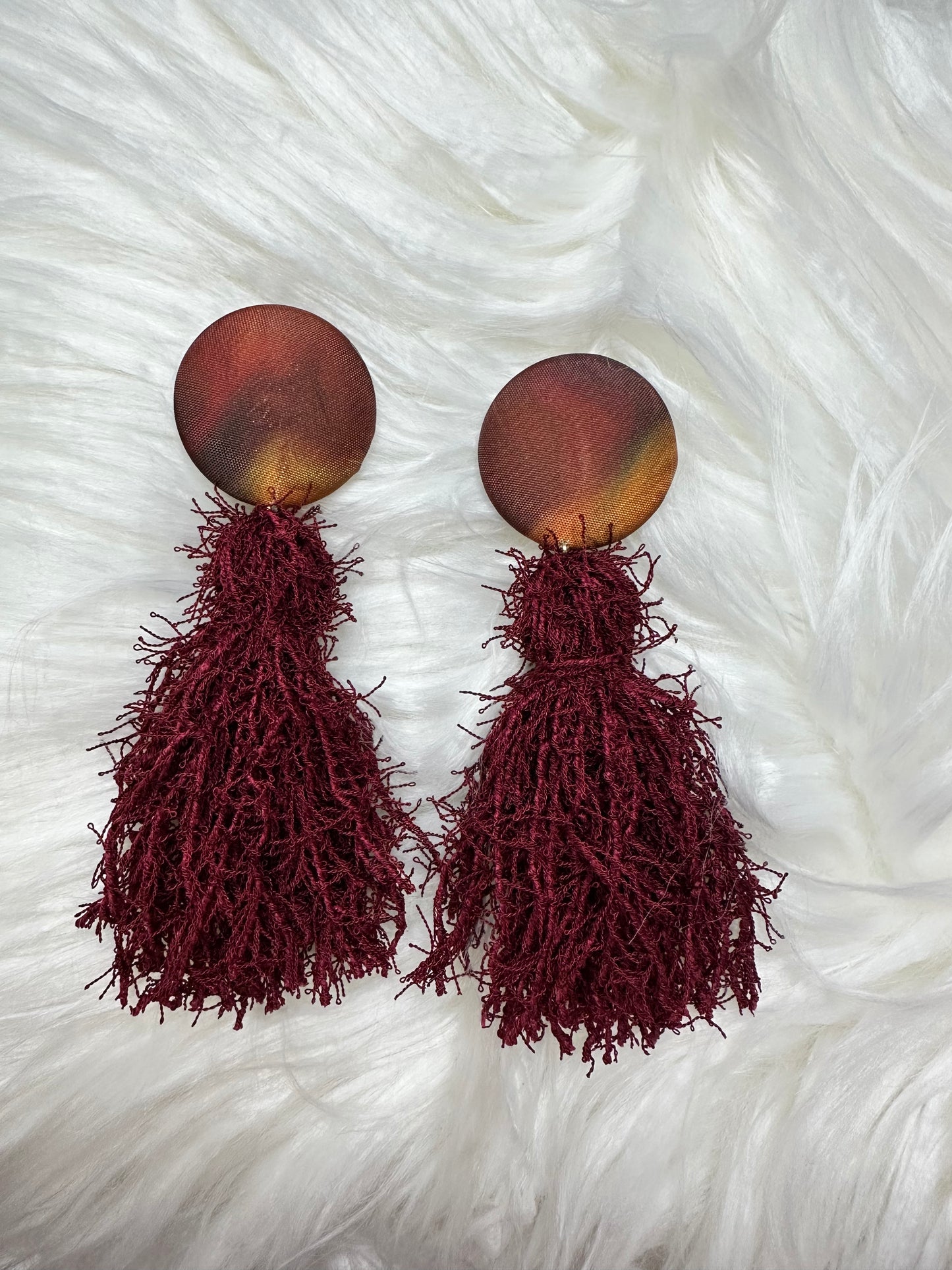 Burgundy Multi with Fringe