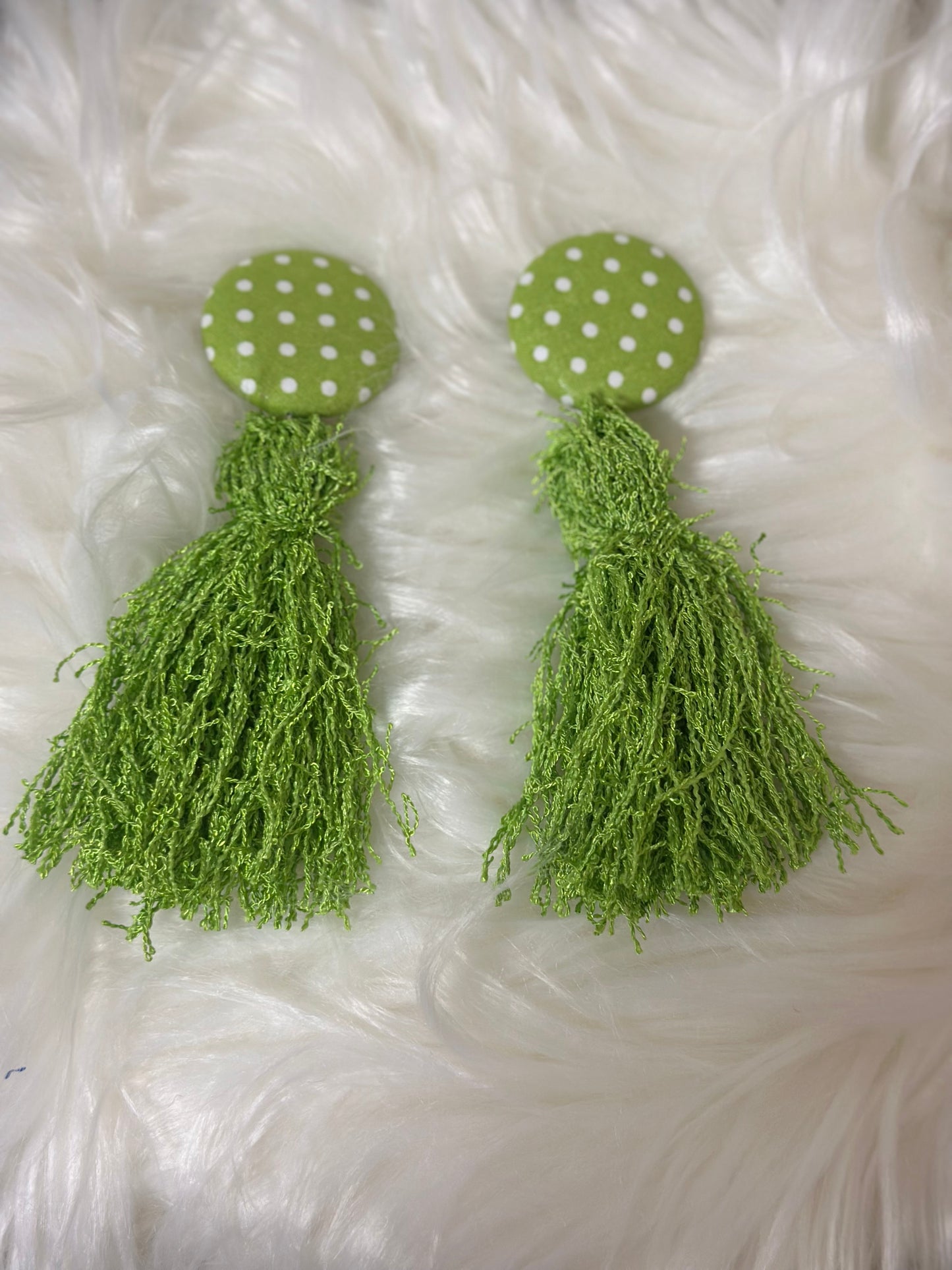 Lime Green Polka Dot Green Fringe