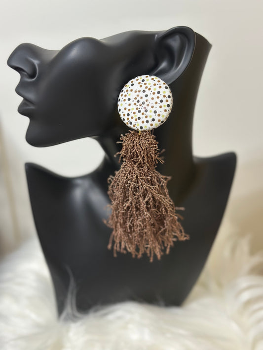 Brown Multi Polka Dot Brown Fringe