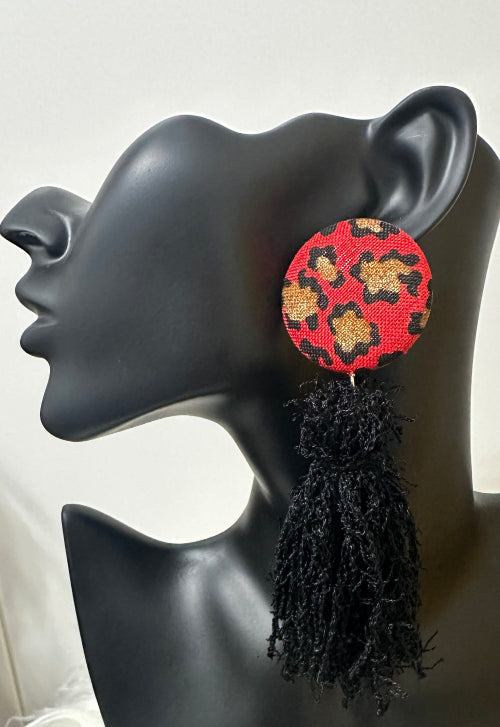 Red Animal Print Fringe