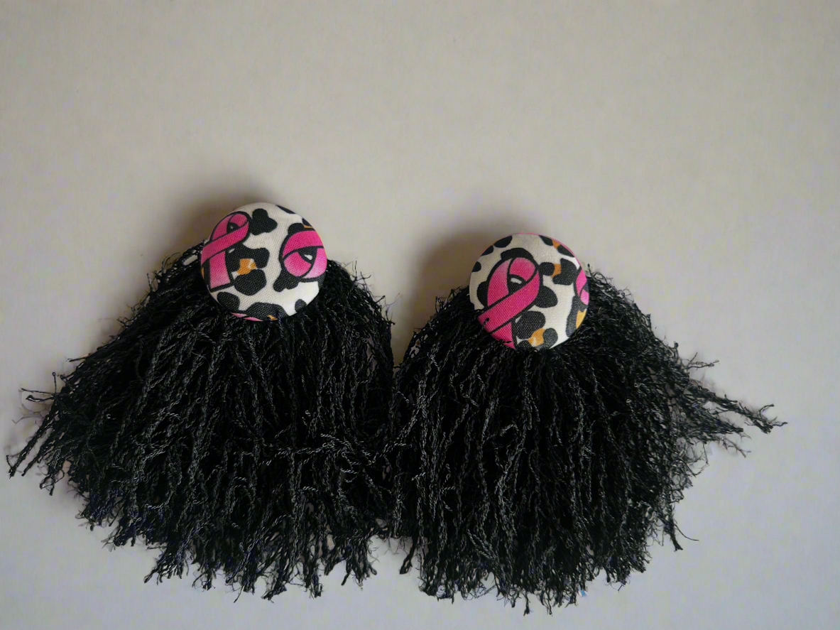 Pink Ribbon Black Fringe