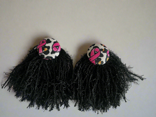 Pink Ribbon Black Fringe