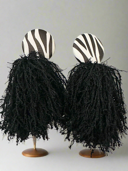 Faux Leather Zebra Black Fringe