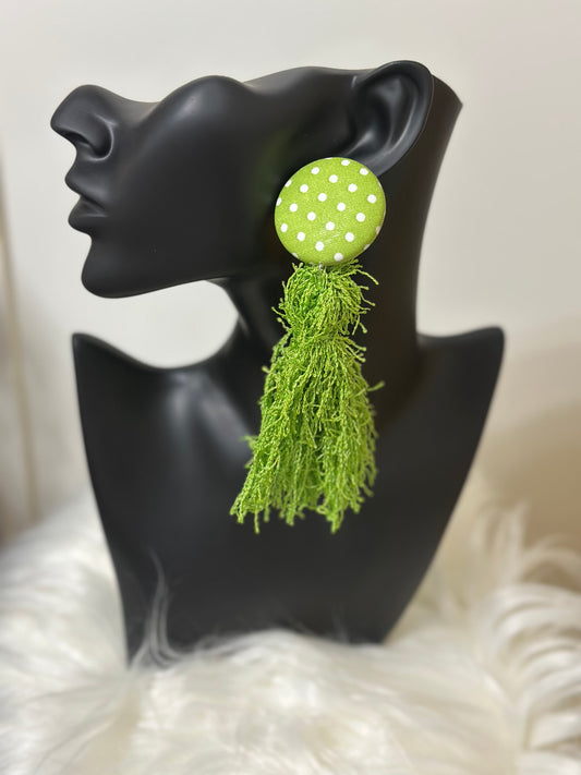 Lime Green Polka Dot Green Fringe