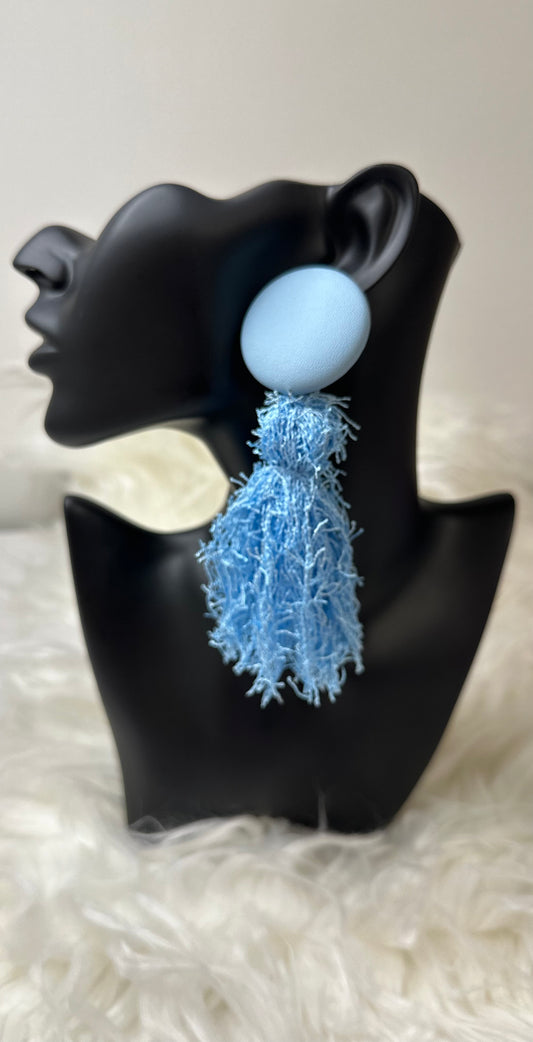 Light Blue Faux Leather with Fringes