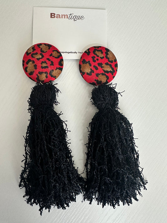 Red Leopard/Black Fringe