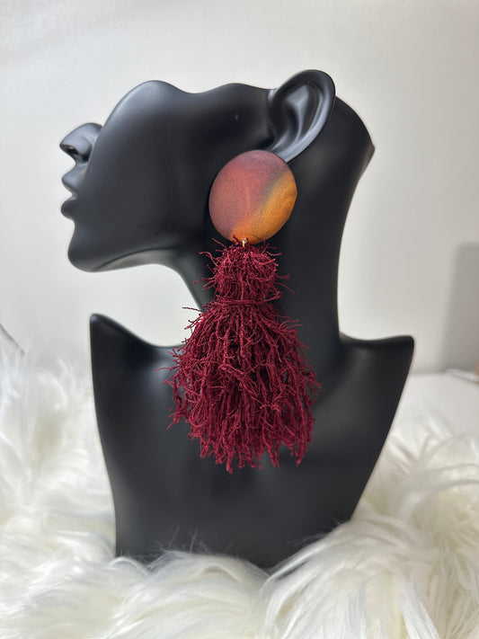 Burgundy Multi with Fringe