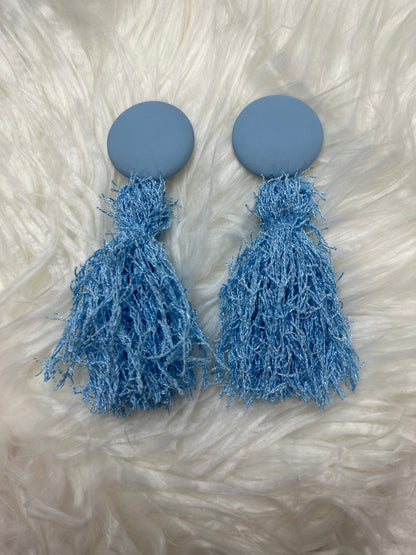 Light Blue Faux Leather with Fringes