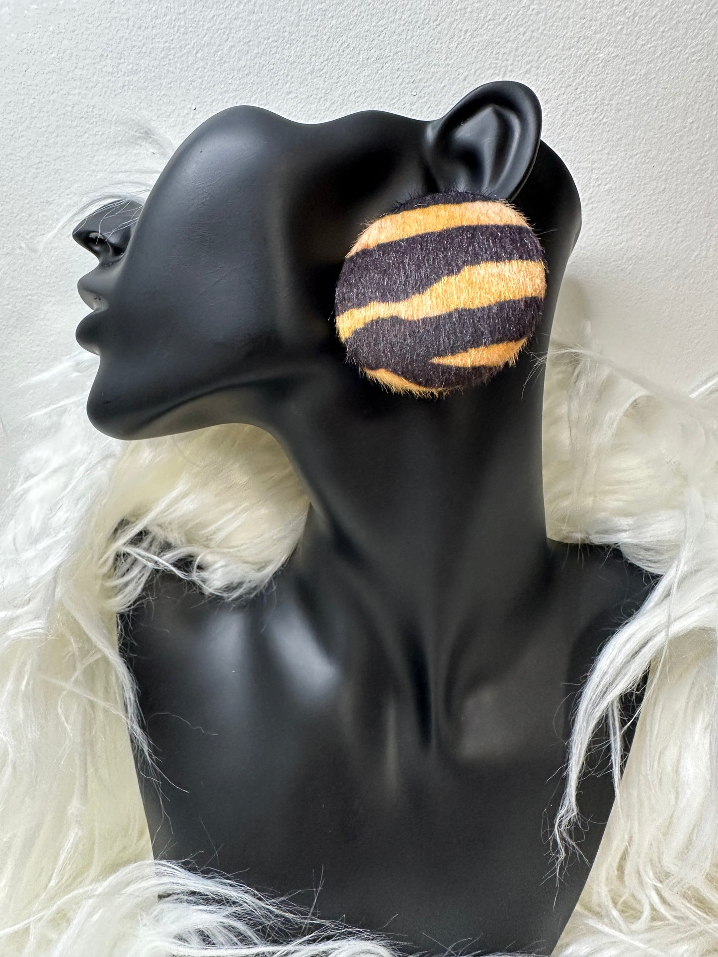 Faux Fur Tiger Button