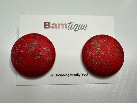 Printed Fabric Covered Button Earrings